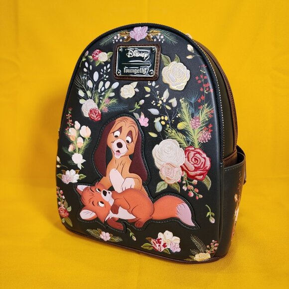 Loungefly Disney The Fox and The Hound Copper & Todd Floral Mini Backpack NEW - Picture 10 of 13